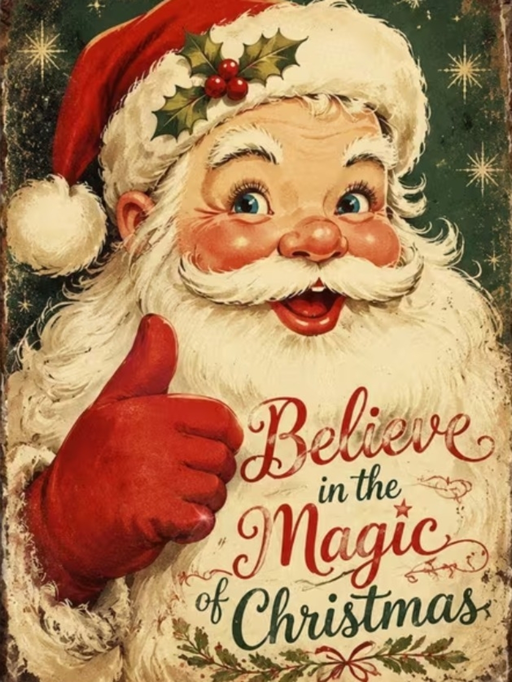 Vintage Santa 'Believe in the Magic of Christmas' Wall Art 8x10 Print